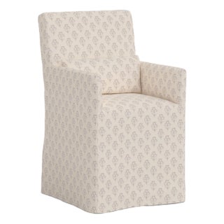 Stoffer Home x Cloth & Company Slipcover for Lindy Dining Armchair in Francie Floral Cream For Sale
