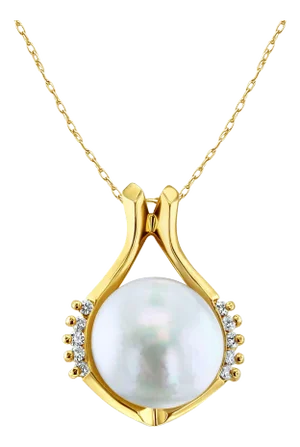 Mabe Pearl & Diamond Accented Necklace 16"