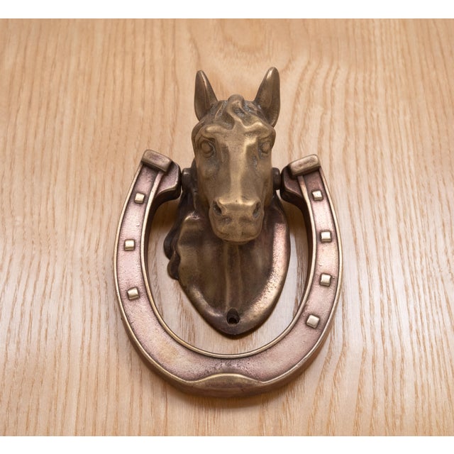 Metal Vintage English Bronze Horse Head Door Knocker, 1930s For Sale - Image 7 of 8