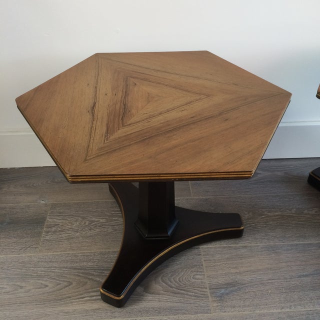Henredon Hexagonal Walut Side Tables A Pair Chairish