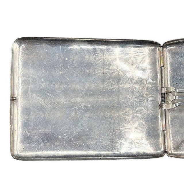 1930s 1930s Sterling Silver Art Deco Cigarette Case W/ 18k Gold Inlay by Marathon For Sale - Image 5 of 11