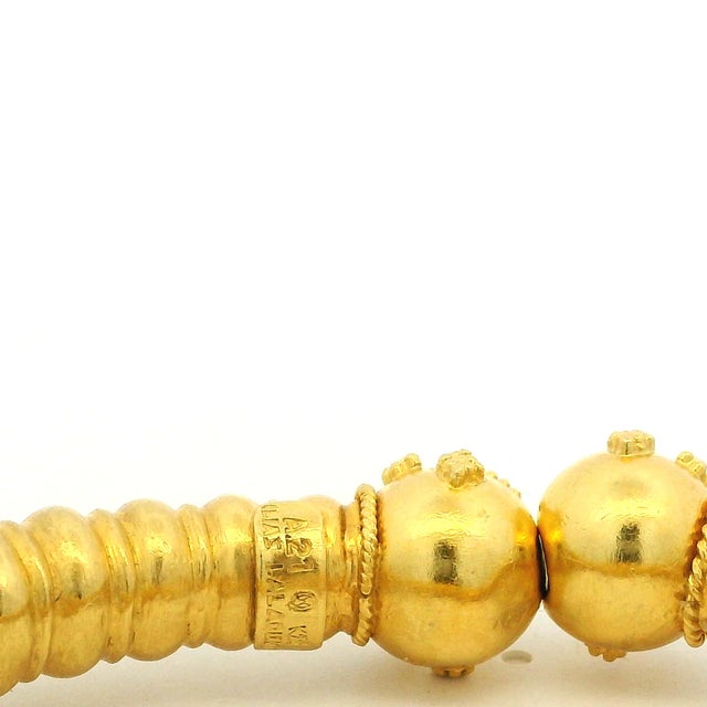 Gold Ilias Lalaounis 1970s 22k Gold Neolithic Revival Ribbed Bracelet For Sale - Image 8 of 15