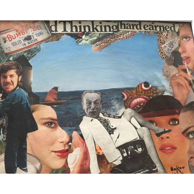 Konstantin Bokov, Russian Mixed Media Pop Art Collage Painting Bumble Bee, Thinking, Hard Earned, 1985 For Sale - Image 4 of 6