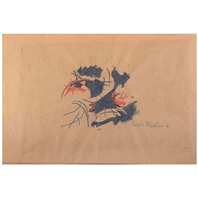 Abstract Bird is a drawing realized in 1966 Pen and pastels drawing on paper. Hand signed and dated. Very good condition....