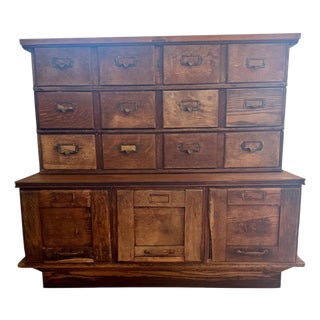 Antique Oak Card Catalog / Apothecary Cabinet Library Bureau 15 Drawers For Sale
