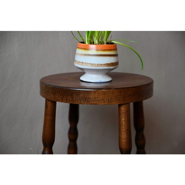 Vintage Bohemian Stool with Turned Legs by Joamin Baumann for Baumann, 1980s For Sale - Image 4 of 10