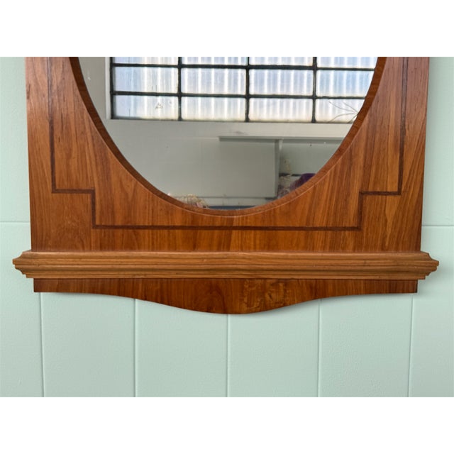 Vintage Italian Oval Mirror with Wooden Frame, 1930s For Sale - Image 9 of 10