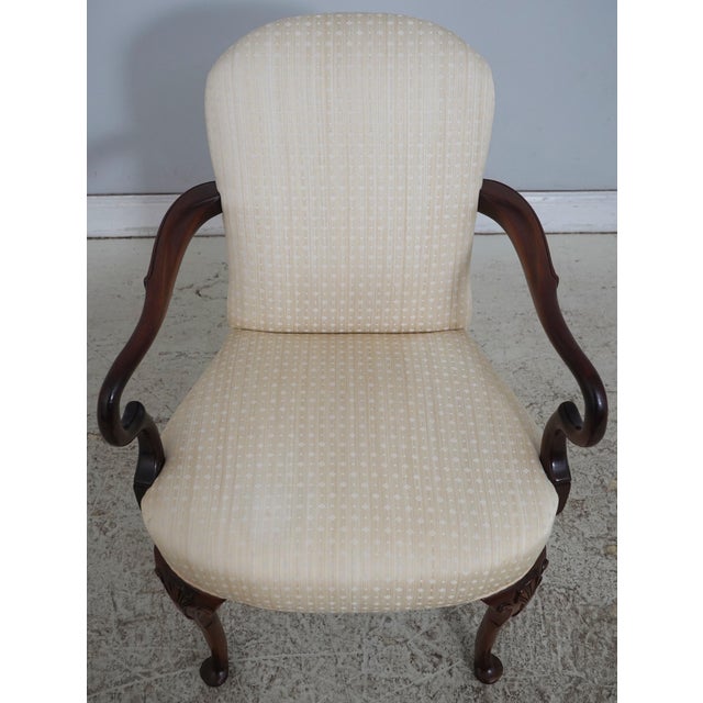 Age: Approx. 30 Years Old Details: Fine Carved Details High Quality Construction Gooseneck Arms Queen Anne Legs & Pad Feet...