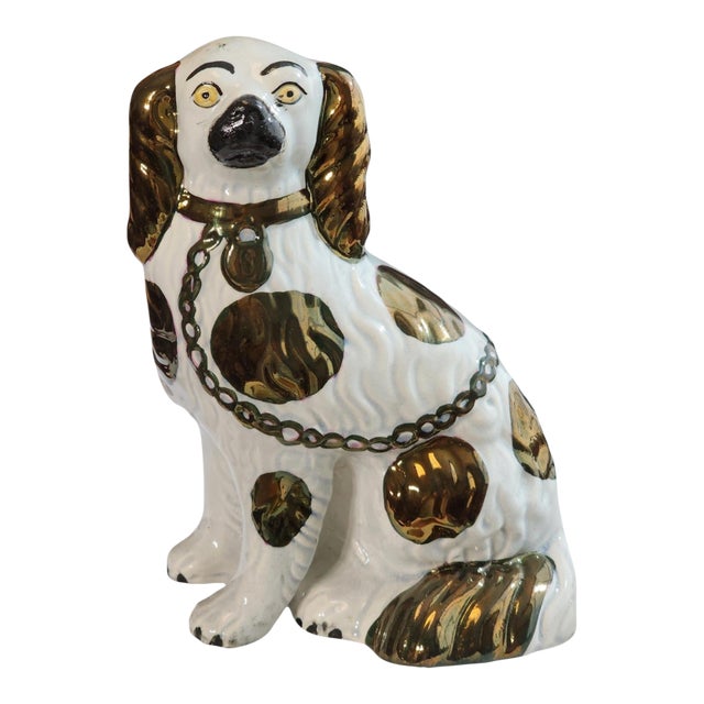 19th Century Gold Lustre Staffordshire Spaniel For Sale