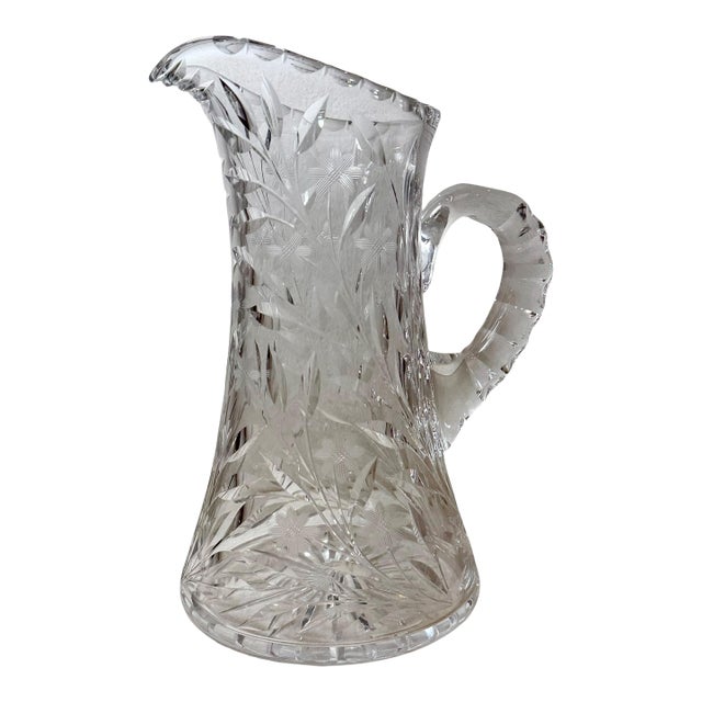 19th Century American Brilliant Cut Glass Water Pitcher For Sale