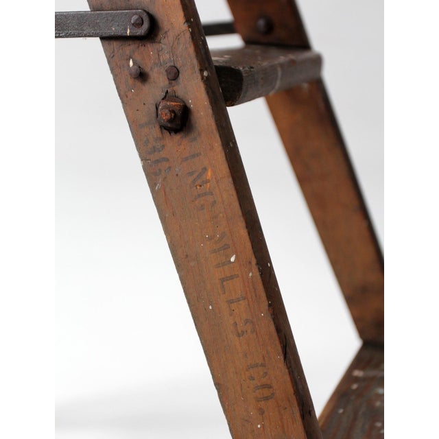 Antique Wood Step Ladder Stool For Sale - Image 13 of 15