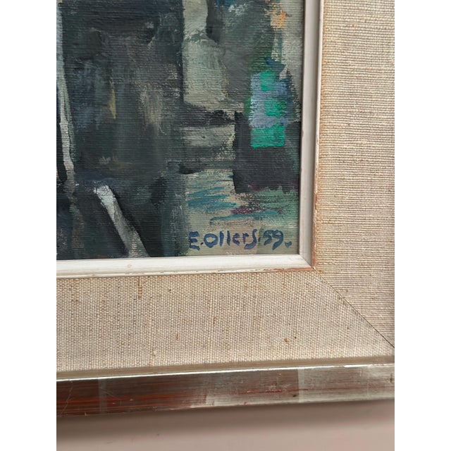 Edvin Ollers, White Blossom in Black Vase, 1959, Oil on Canvas, Framed For Sale - Image 11 of 18