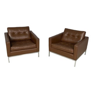 American Leather Chairs by Florence Knoll for Knoll International, 1970s, Set of 2 For Sale