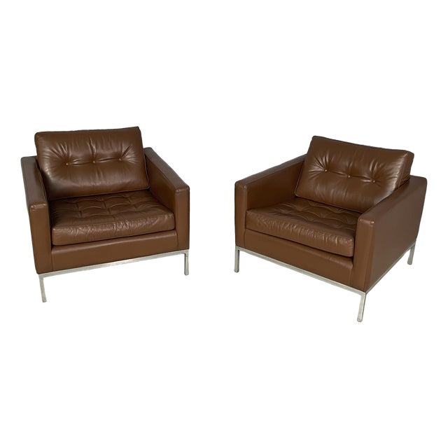 American Leather Chairs by Florence Knoll for Knoll International, 1970s, Set of 2 For Sale
