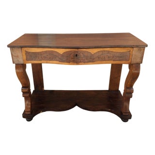 Shaped Walnut and Maple Console Table For Sale