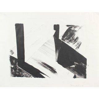 "Shadows" 1969 Stone Lithograph Minimal Abstract in Black and White For Sale