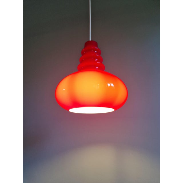 Space Age Pendant Lights in Red Opaline Glass from Peill & Putzler, 1970s, Set of 3 For Sale - Image 12 of 15