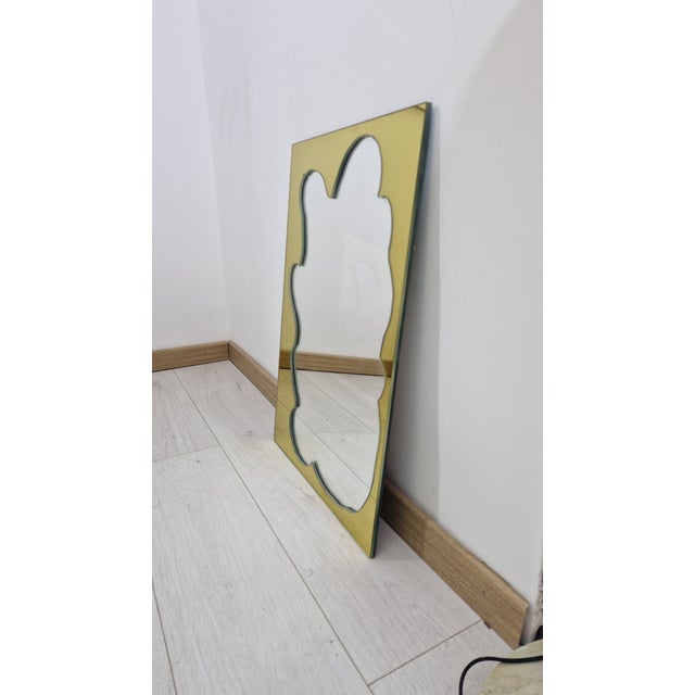 1990s Mirror with Shaped Yellow Decoration, 1990s For Sale - Image 5 of 8