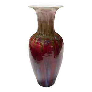 Antique Chinese Flambe Glazed Meiping Oxblood & Blue Porcelain Vase