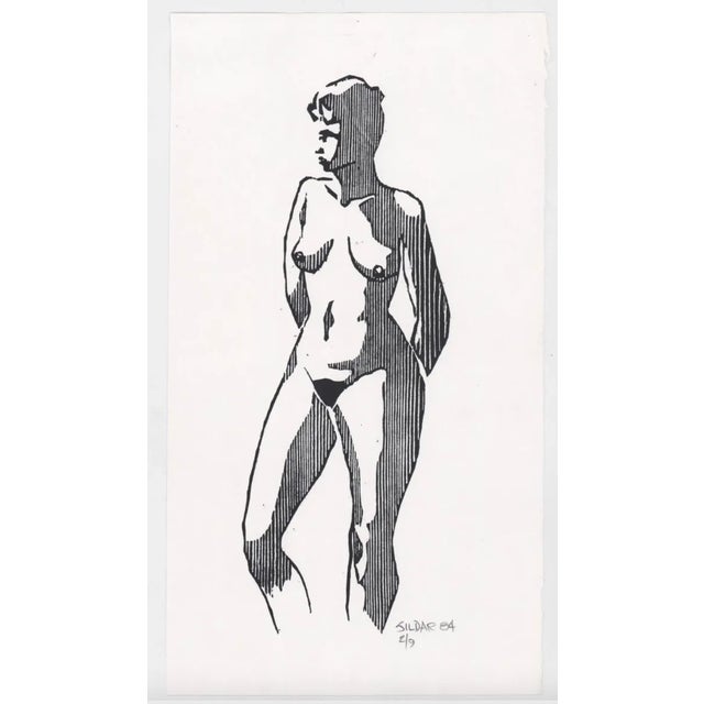 William Sildar (born 1926) Female Nude woodcut, pencil signed, dated and numbered 2 of 9.