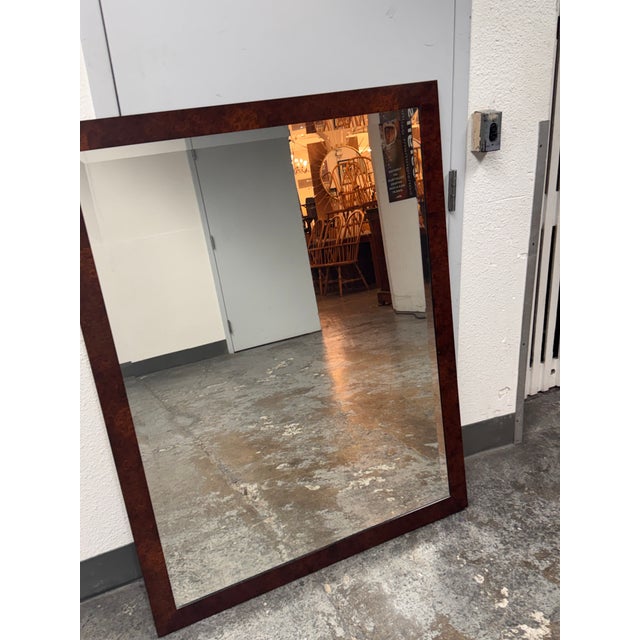 Burl Wood Rectangular Beveled Mirror For Sale In San Francisco - Image 6 of 13