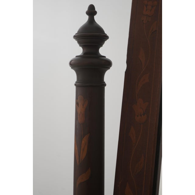 19th Century Antique Marquetry Inlaid Victorian Mahogany Cheval Mirror For Sale - Image 5 of 12