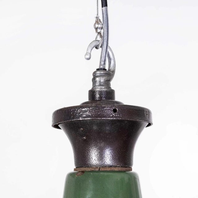 Industrial Green Enamel Pendant Lamp, 1940s For Sale - Image 4 of 13