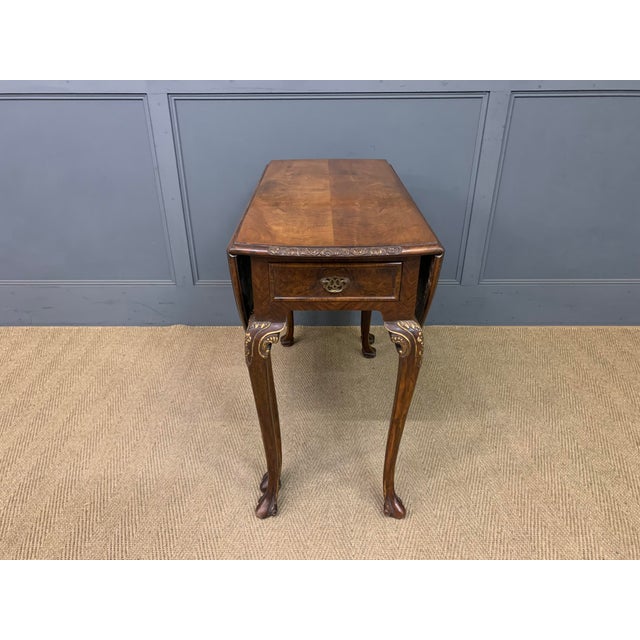 Burr Walnut Drop Flap Table, 1920 For Sale - Image 6 of 15