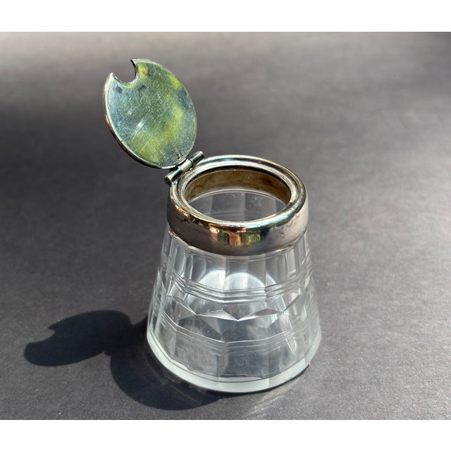 Victorian A Vintage Glass Mustard Pot With Lid For Sale - Image 3 of 18
