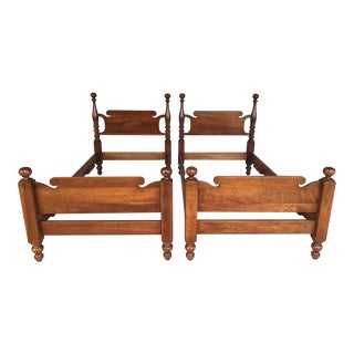 20th Century Chippendale Stickley Cherry Twin Poster Bedframes - a Pair For Sale
