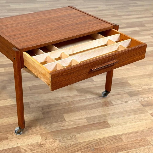 Side or Sewing Table in Teak, Denmark, 1950s-1960s For Sale - Image 4 of 10