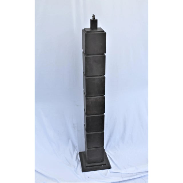 Metal Mid-Century Design Square Block's Floor Lamp. Bronze Patina For Sale - Image 7 of 7