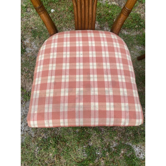 Vintage Rattan Dining Chairs - Mid Century Coastal Bamboo Dining Set - Palm Beach Regency Boho Kitchen Chairs (Set of 6) For Sale - Image 4 of 14