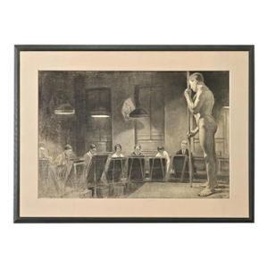 English 1920s Large Charcoal Life Drawing