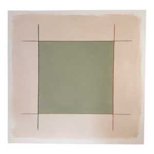 Original Painting | Sage Green and Blush Pink Minimalist Abstract, 40 X 40 In.
