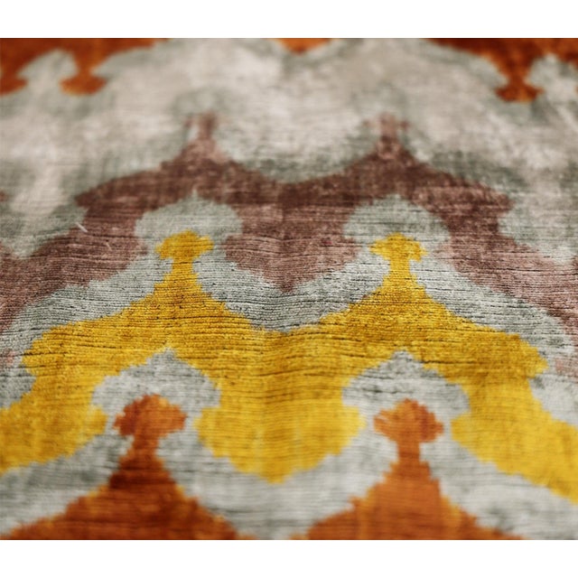 Magenta Luxury Handmade Silk Velvet Ikat Pillow 20x20 Inch Organic Vegetable Dyed For Sale - Image 8 of 8