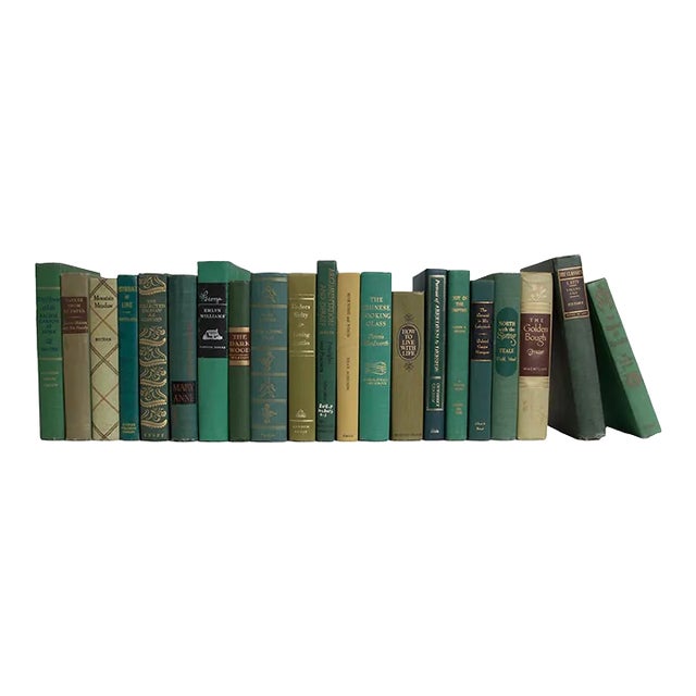 Decorative Books - Vintage Boxwood Books - Green Books By The Foot For Sale
