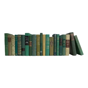 Decorative Books - Vintage Boxwood Books - Green Books By The Foot