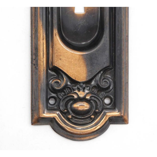 Traditional Vintage 7.5 In. Steel Japanned Keyhole Pocket Door Plate For Sale - Image 3 of 4