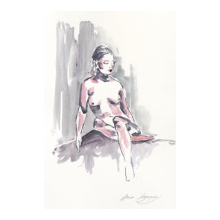 Figure IV - Figurative Elegant Feminine Watercolor Original Artwork by Ama Liyanage For Sale
