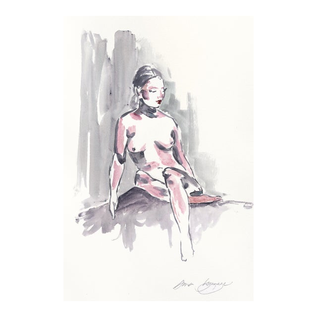 Figure IV - Figurative Elegant Feminine Watercolor Original Artwork by Ama Liyanage For Sale