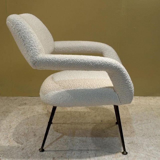 Metal Set of Lounge Chairs in Pierre Frey attributed to Gastone Rinaldi for Rima, Italy, 1954 For Sale - Image 7 of 16