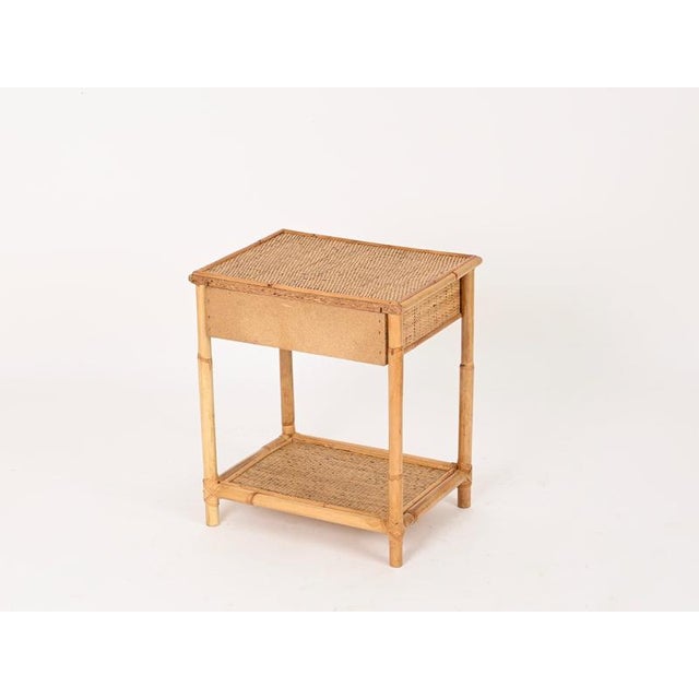 French Riviera Nightstands in Bamboo, Rattan and Brass, Italy, 1970s, Set of 2 For Sale - Image 14 of 16