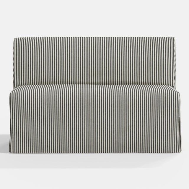 Cloth & Company Stoffer Home x Cloth & Company Lindy Slipcover Dining Banquette in Jane Stripe Carbon For Sale - Image 4 of 7
