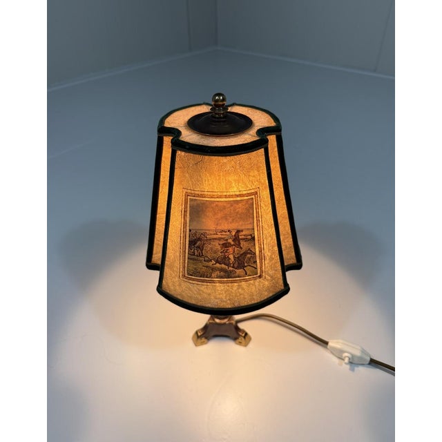 Vintage Hunting Scene Table Lamp in Brass, 1950s For Sale - Image 4 of 18