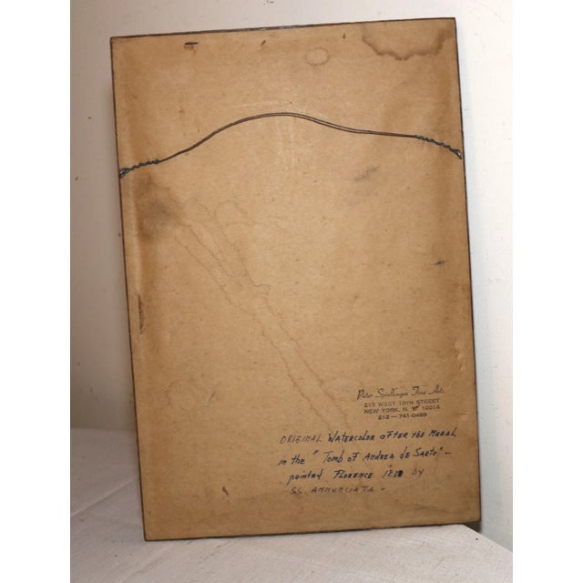 1930s Original Painted Florence Italian Watercolor Painting Andrea De Sarto For Sale - Image 11 of 12