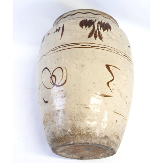 1930s Terra Cotta Pot With Creamy Tan Glaze For Sale - Image 5 of 7