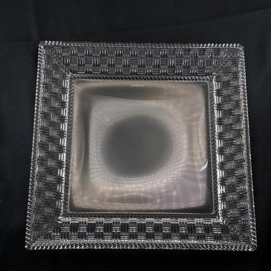 1990s Vintage Tiffany & Co Woven Basket Weave Square Crystal Platter / Dish For Sale - Image 5 of 16