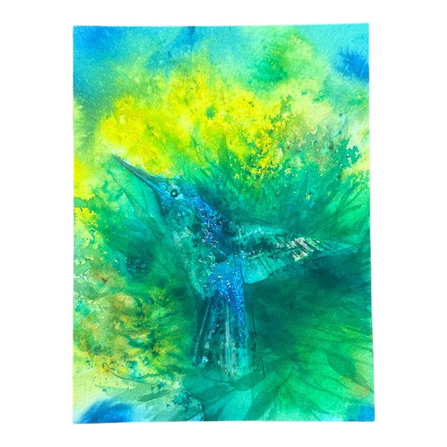 “Hummingbird” Signed Original Watercolor by Nancy Smith For Sale