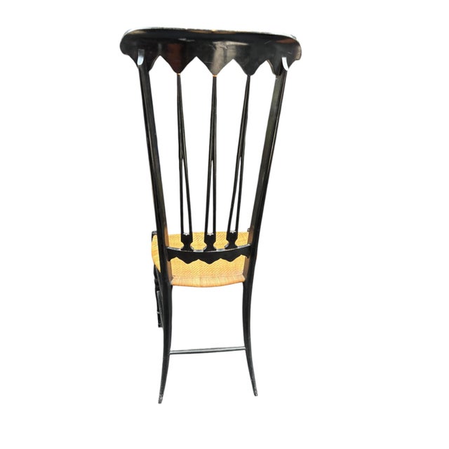 Chiavari Mid 20th Century Guido Chiappe for Sedie Chiavari Ebonized High-Back Side Chair For Sale - Image 4 of 12